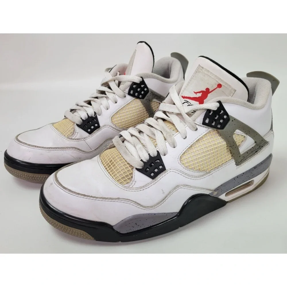Nike‎ Air Jordan 4 Retro White Cement 308497-103 Sz 8.5